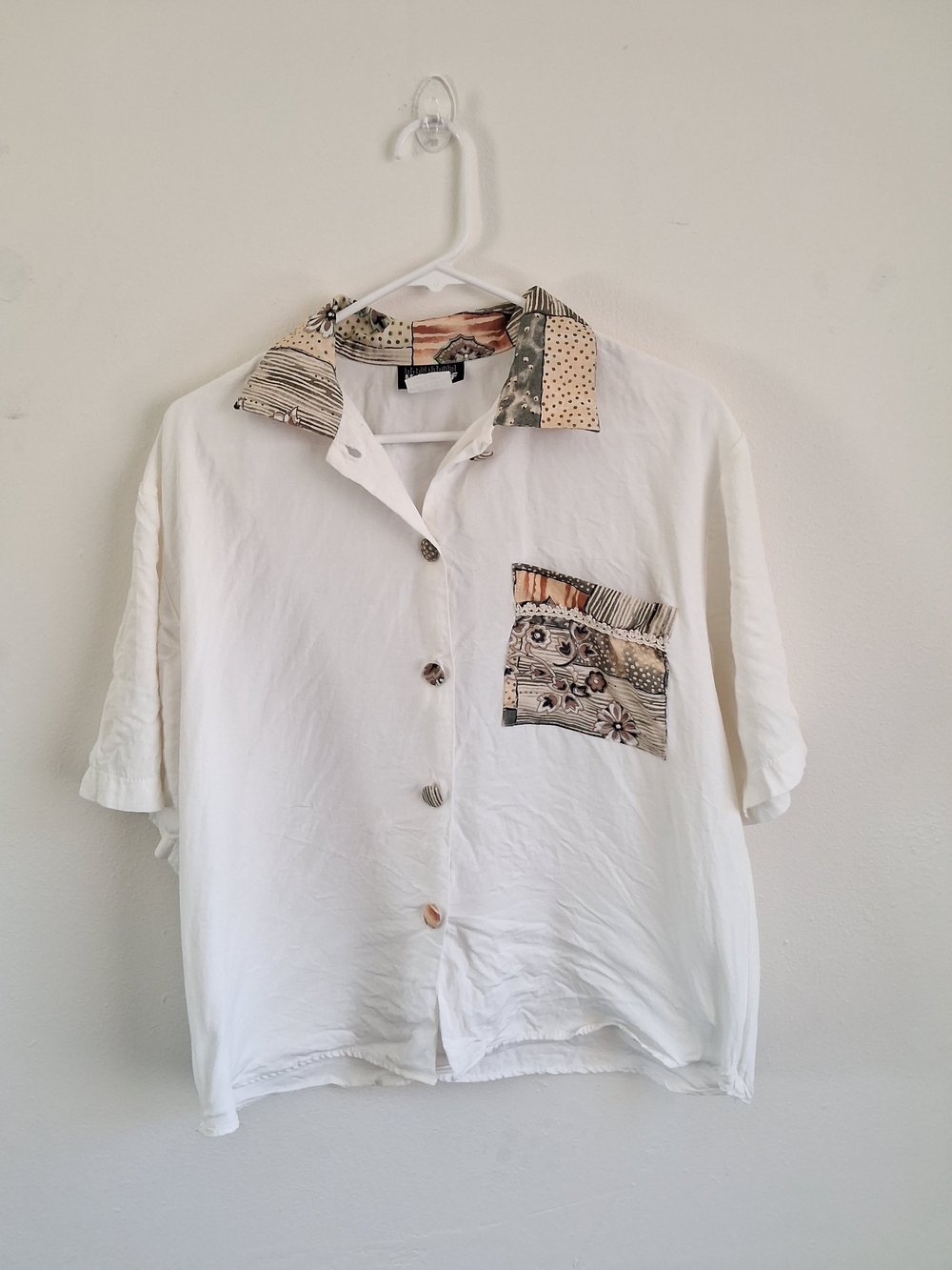 Vintage Hot STUFF Womens Short Sleeve Button Up Shirt made in USA Large